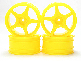 Kyosho Mini Inferno Plastic 5 Spoke Wheel - Fluorescent Yellow Color - 3RACING MIF-052/FY