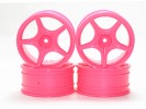 Kyosho Mini Inferno Plastic 5 Spoke Wheel - Fluorescent Pink Color - 3RACING MIF-052/FP