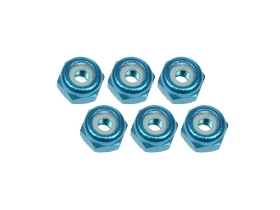 Kyosho Mini-Z MR-015 2mm Aluminum Lock Nuts (10 Pcs) - Light Blue - 3Racing 3RAC-N20/LB/V2