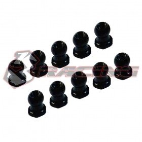 3RACING 4.8MM Hex Ball Stud L=5 (10 pcs) - Black 7075 - 3RAC-BS48H5/BK