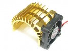 3RACING Motor Heat Sink W/ Fan For 540 Motor (Fan-Shaped) - Gold - 3RAC-MHS005/GO