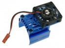 3RACING Extended Motor Heat Sink W/ Fan For 540 Motor (High Finger) - Blue - 3RAC-MHS007/BU