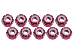 3RACING 4mm Aluminum Lock Nuts (10 Pcs) - Red - 3RAC-N40/RE