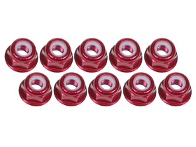 3RACING 3mm Aluminum Flanged Lock Nuts (10 Pcs) - Red - 3RAC-NF30/RE