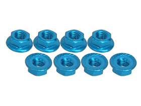 3RACING Aluminum Locknut Serrated (8pcs) - Light Blue - 3RAC-NS40/LB