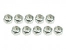 3RACING 4mm Aluminum Lock Nuts (10 Pcs) - Silver - 3RAC-N40/SI
