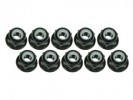 3RACING 3mm Aluminum Flanged Lock Nuts (10 Pcs) - Black - 3RAC-NF30/BL