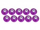 3RACING 2mm Aluminum Flanged Lock Nuts (10 Pcs) - Purple - 3RAC-NF20/PU