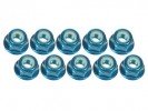 3RACING 3mm Aluminum Flanged Lock Nuts (10 Pcs) - Light Blue - 3RAC-NF30/LB