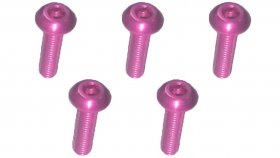 3RACING M3 x 10 AL7075 Button Head Hex Socket - Machine (5 Pcs) Pink - TS-BSM310AL/PK