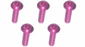 3RACING M3 x 10 AL7075 Button Head Hex Socket - Machine (5 Pcs) Pink - TS-BSM310AL/PK