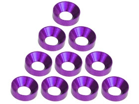 3RACING Aluminium M4 Countersink Washer (10 Pcs) - Purple - 3RAC-WC4/PU