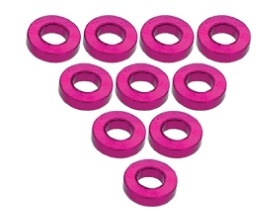 3RACING Common Hopup Aluminium Washer Aluminium M3 Flat Washer 1.5mm (10 Pcs) - Pink - 3RAC-WF315/PK