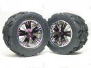 Traxxas Revo HPI Savage 21 /HPI Savage 25 /Traxxas Revo Ton Wheel & Tyre Set 40 Series - Wide Offset ( 1 Pairs ) - Purple Color - 3RACING RE-043A/P2